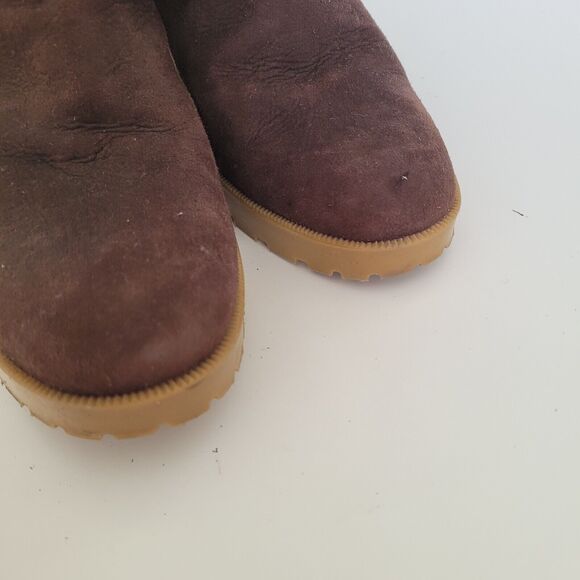 GUCCI Brown MERINO LAMBSKIN SHEARLING Suede Leather WEDGE BOOTS w/FUR Size 35 5 - Picture 8 of 11